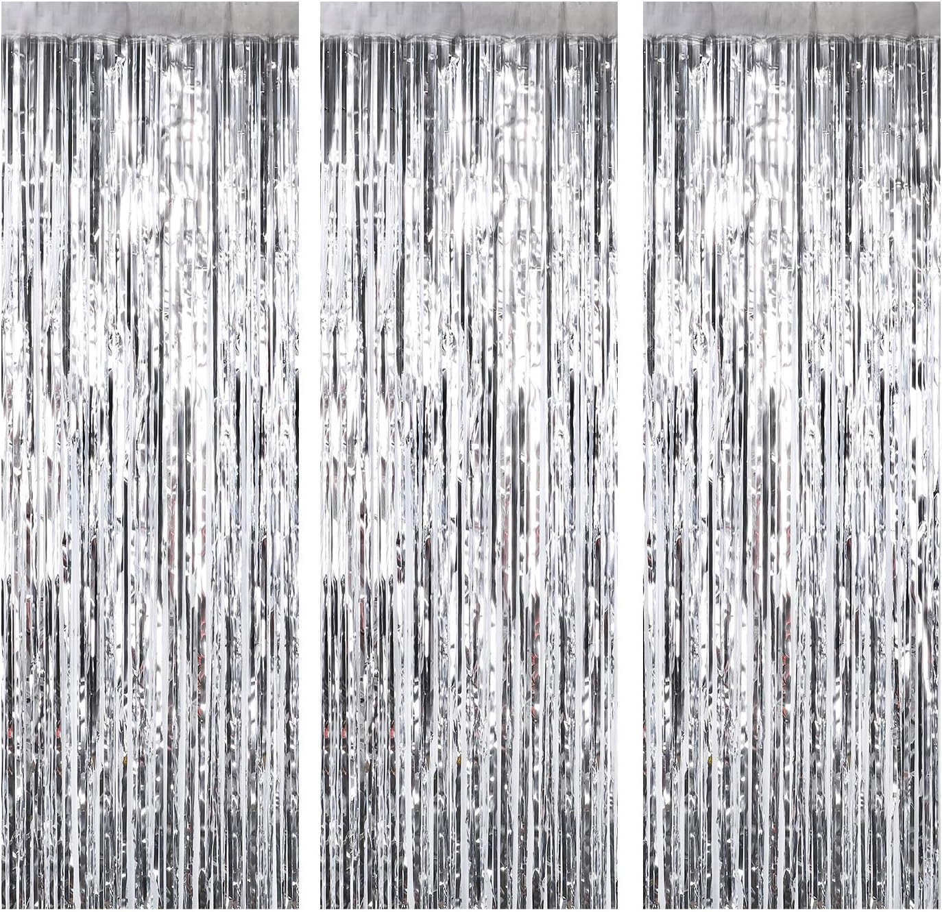 Foil Fringe Curtains Silver Metallic Tinsel mylar curtain
