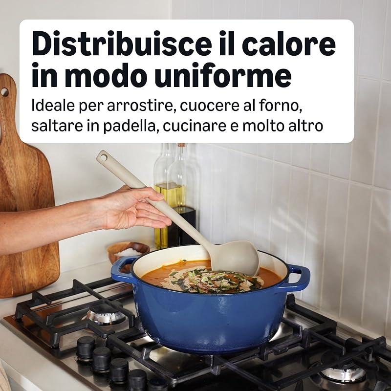Casseruola Rotonda in Ghisa Smaltata con Coperchio, 5,7 L, Blu Navy