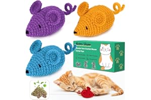Retro Shaw Catnip Toys Crochet Mice Cat Toys,3 Pcs Yarn Cat Nip Mouse Animals Toy,Safe Teeth Cleaning Toy for Indoor Kittens