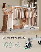 SONGMICS Clothes Rack on Wheels Heavy Duty 150 kg Extendable Rail 160-200 cm view 4