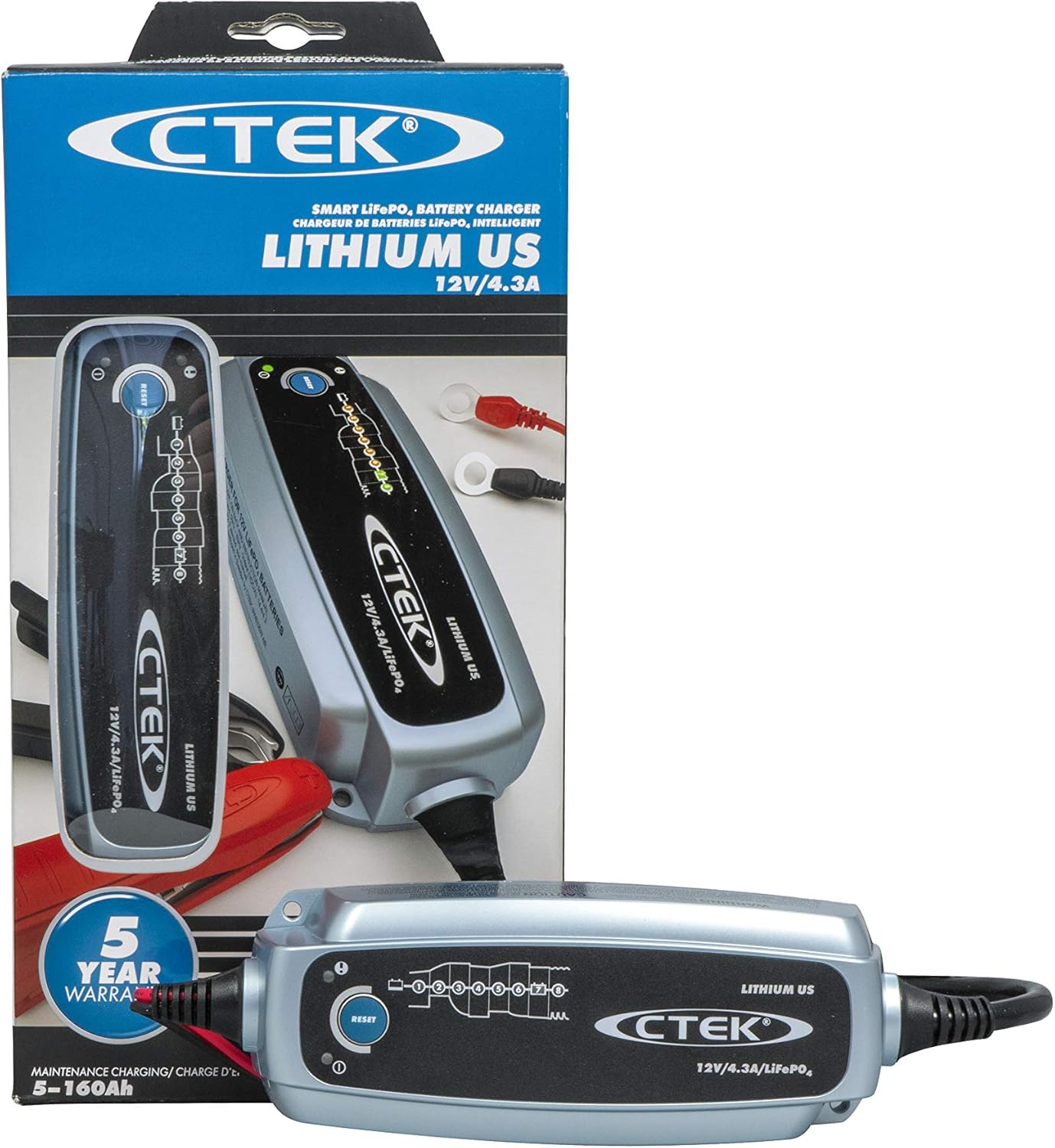 CTEK (56-926) Lithium US 12 Volt Fully Automatic Lithium Ion Phosphate Battery Charger: Automotive