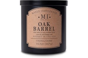 Manly Indulgence Oak Barrel Scented Candles for Men, 16.5 oz Single Wick, Premium Soy Blend Wax, 60H Burn, Candles for Home Scented – Made in The USA