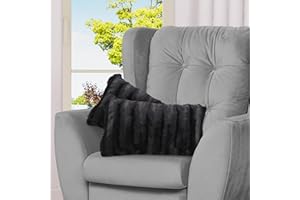 Cheer Collection Faux Fur Throw Pillows - Decorative Pillows for Couch, Bed Throw Pillows, Black Accent Pillows for Bedroom or Living Room Aesthetic, Set of 2 Furry Throw Pillows, 12" x 20"
