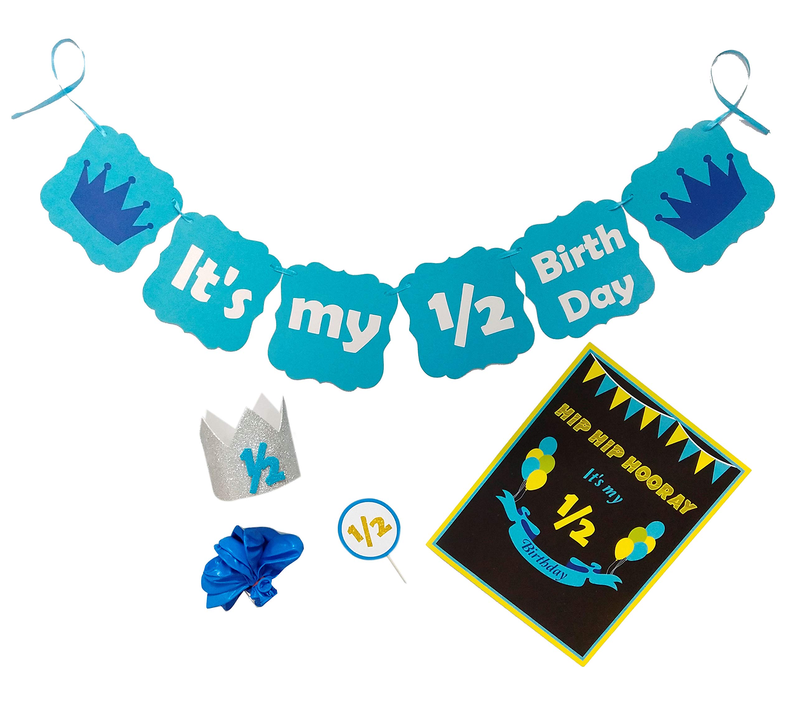 Untumble Half Birthday Decorations In Blue Boy Six Month Birthday Photo Shoot Pack Blue 6 Month Blue Birthday Party Kit 1 2 Birthday Decor For Boy Baby Buy Online In Morocco At Desertcart Ma