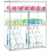 Baby Bottle Organizer 5 Pack Baby Bottle Storage Organizer Clear Bottles Station Acrylic Stackable Container Drawers Bins for