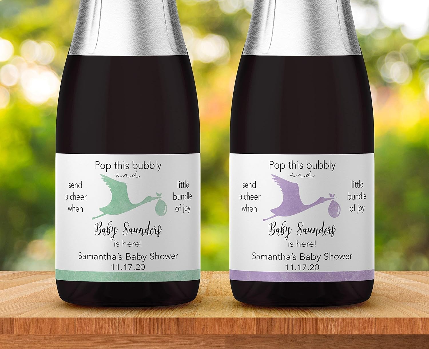 baby shower champagne tags