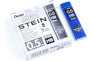 Pentel Ain Stein Lead Refill for Mechanical Pencils, HB Grade, Standard Lead for Everyday Use, 40 Leads per Tube, 0.5mm Fine 