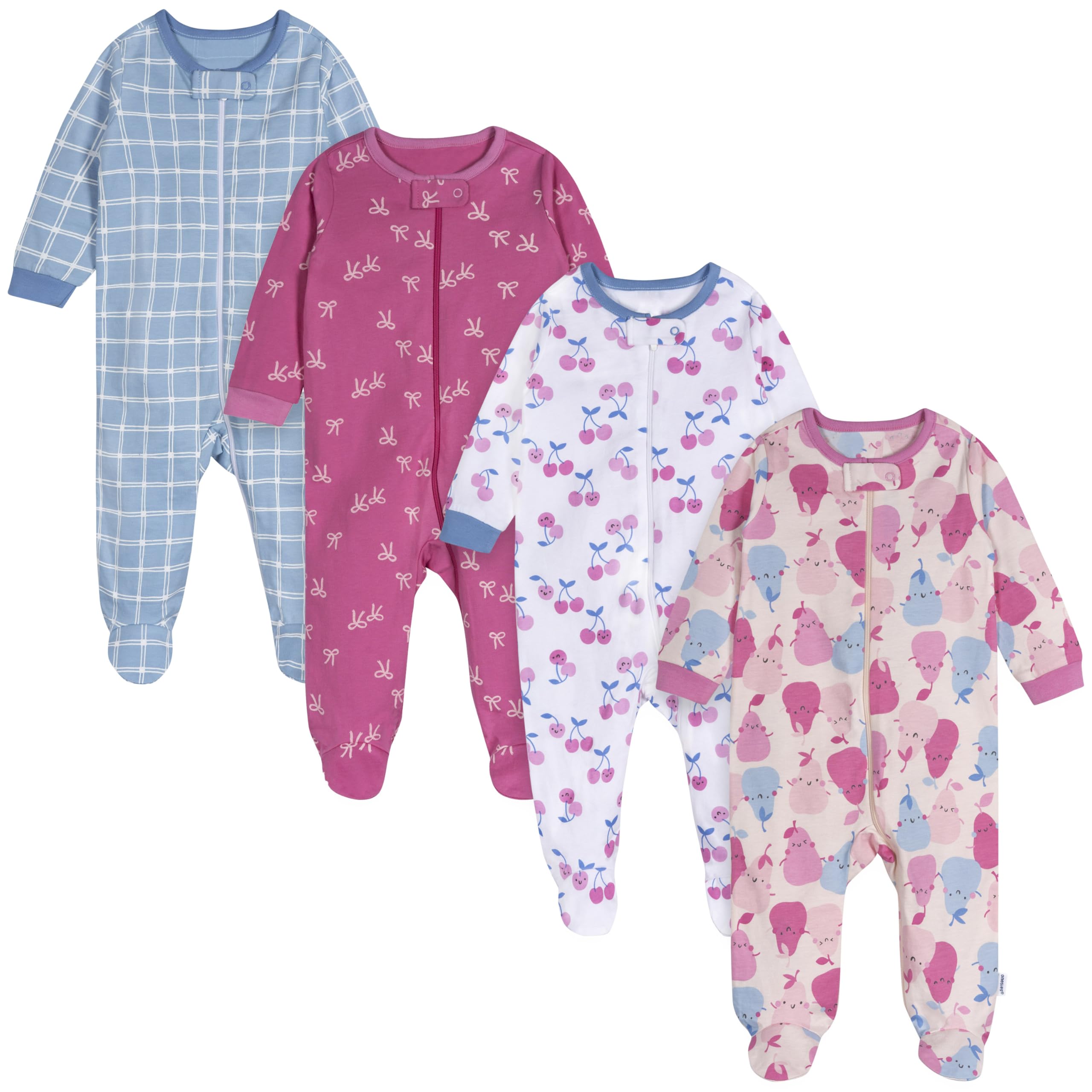 Photo 1 of Onesies Brand Baby Girl's 4-Pack Sleep 'N Play Footies Multi Pack, Pear-Y Sweet