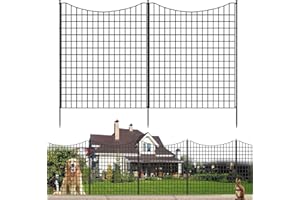 GILPWA 12 Panels Garden Fence Animal Barrier, 33 in(H) X 26 ft(L) Dog Fence Outdoor for Yard, Tall Metal Fencing with Ground Stakes, Temporary Fencing for Dog, Rabbits, and Patio Border