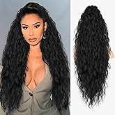 ORSUNCER Ponytail Extension Claw 30" Curly Pony Tail Clip in Hair Extensions Fluffy Natural Looking Synthetic Hairpiece for Women Black