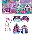 Polly Pocket Mini Toys, Holiday Stackable Compact Playset Bundle with Micro Doll, Accessories, Pet Animal, Travel Toy with Cl