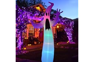 Twinkle Star Halloween Inflatable 12FT Ghost with LED RGB Color Changing Light Indoor Outdoor Yard Lawn Party Decoration