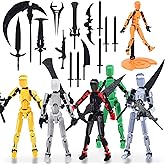6-Pack T13 Action Figure Set (Assembly Completed), 3D Printed Dummy Action Figure Weapon Gestures Accessories with Stand, Figura de acción t13