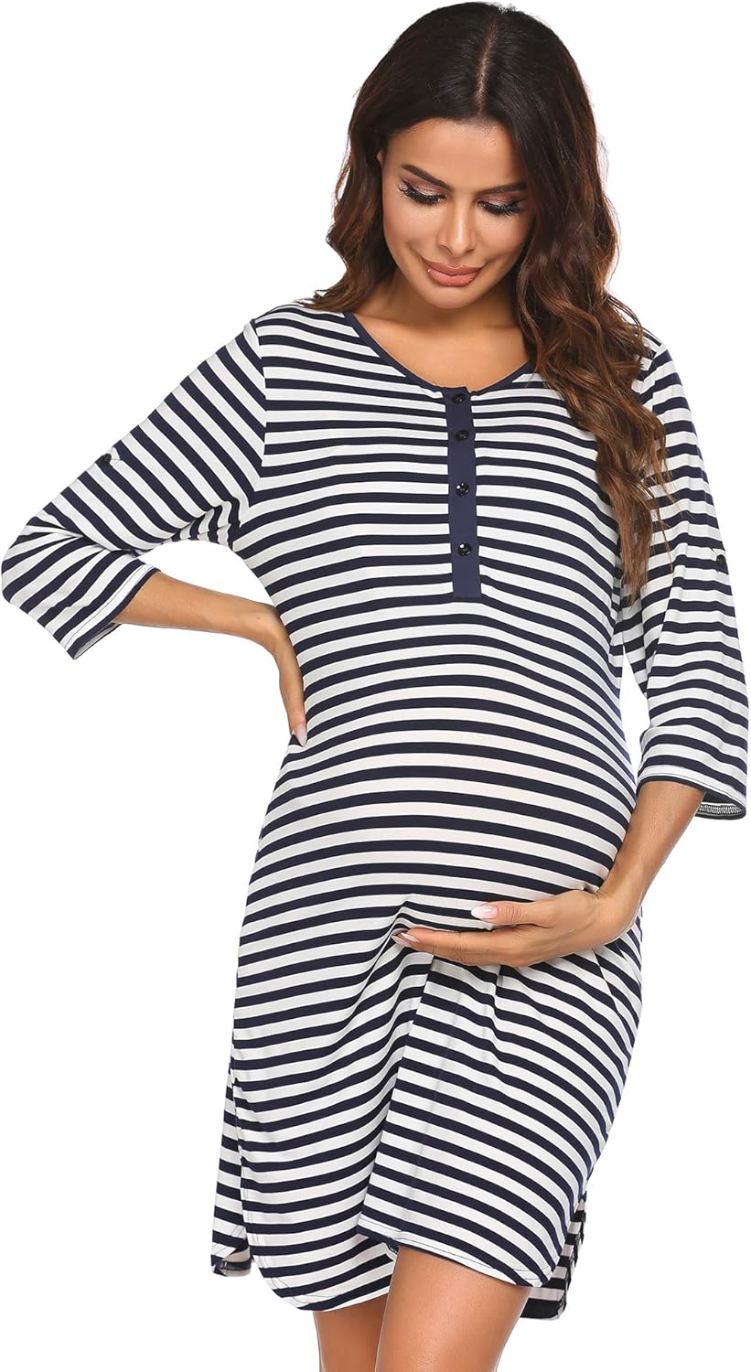 Ekouaer Women Delivery/Labor/Nursing Nightgown Hospital Maternity Gown/Birthing Sleepwear/Nightshirt Breastfeeding S-XXL at  Women’s Clothing store