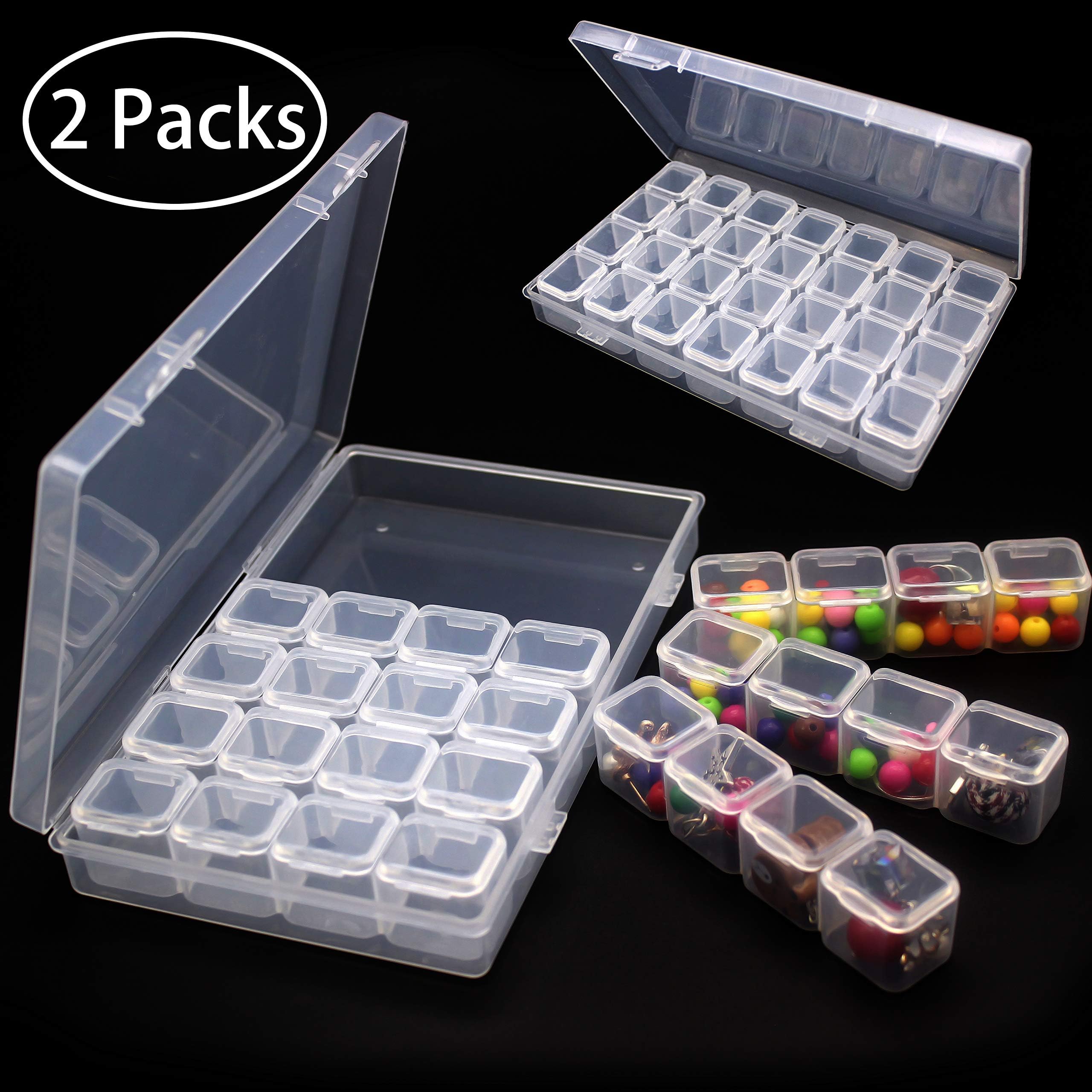 Jiulory 2 Pack 28 Slots Diamond Painting Embroidery Box Diamond Painting Accessory Storage Box