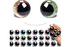 SEVENSUN 25mm Sparkling Off-Centered Glitter Safety Eyes, 96 pcs 10 Colors 3D Moon Glitter Eyes with Washers, Doll Making Stuffed Craft Crochet Safety Eyes for Crocheting Amigurumi