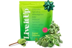 Live It Up Super Greens Powder | All-Natural Plant-Based Superfood Blend w Probiotics, Digestive Enzymes | Supports Gut Health, Immunity, Energy, & Daily Wellness | No Added Sugar - Berry, 30 Servings