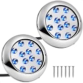 Five Oceans 2-Pack Underwater Boat Lights, Blue LED High Power 3000LM, Marine-Grade 316 Stainless Steel Bezel, 12-30V DC, Waterproof IP68 - FO4461-M2