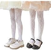LOLANTA Girls Lace Tights Kids Sheer Patterned Fishnet Stockings 2 Pack Hollow Dance Pantyhose