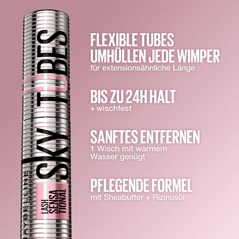 New York Sky Tubes Mascara, maximale Länge, Schwarz, 7,2 ml