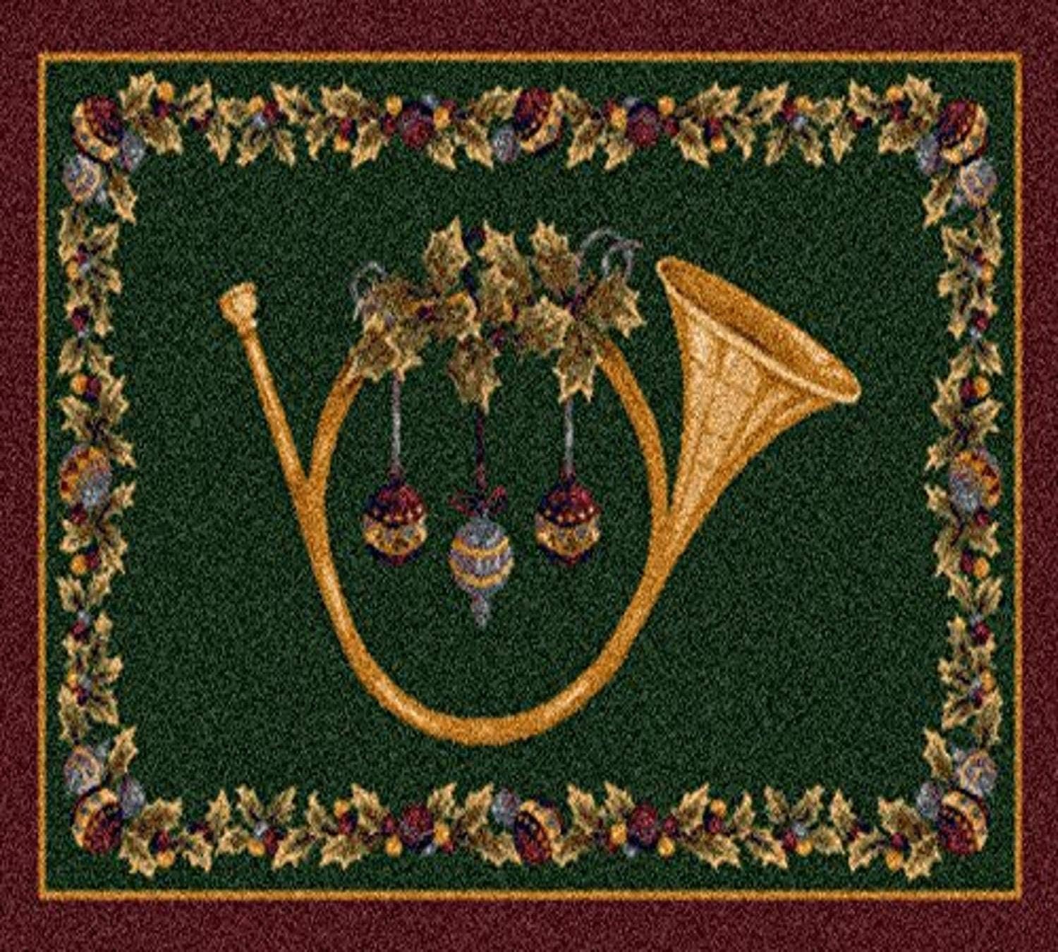 Amazon Com Milliken Holiday Collection Yuletide Rug 3 10 X5 4 Christmas Horn Furniture Decor