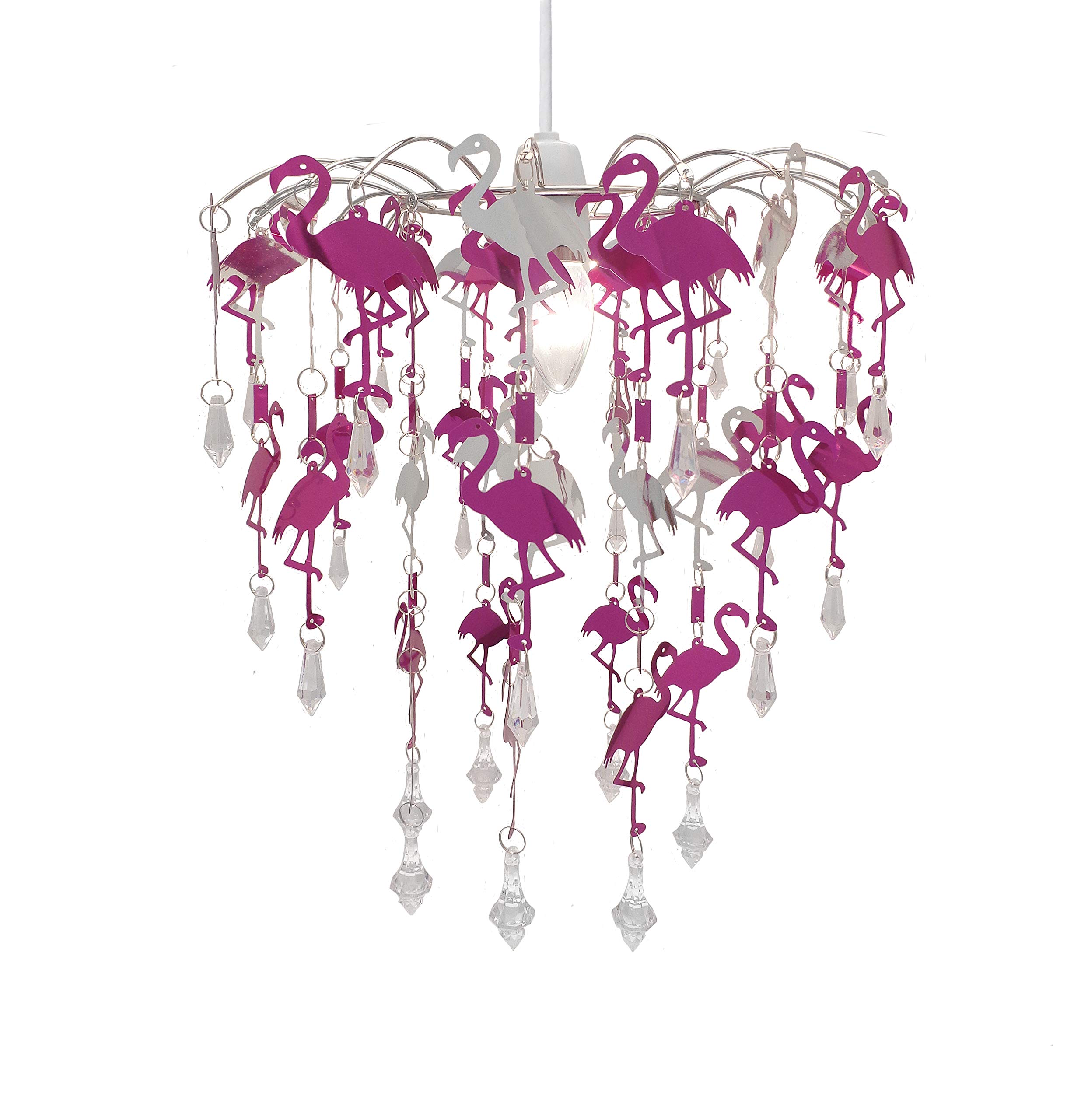 Children Ceiling Lights Bedroom Lamp Shade with Pendants Mermaid Flamingo Fairies Bedroom Chandelier Dangling Characters Gift Girls (Flamingo)