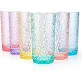 KX-WARE 22-ounce Honeycomb Highball Glasses Plastic Tumbler Acrylic Glasses, set of 6 Multicolor