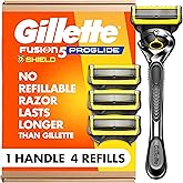 Gillette ProGlide Shield Men's Razor, 5 Bladed Razor, with Precision Trimmer, Comfortglide Lubrication, Glide and Comfort, Handle + 4 Blade Refills, Holiday Gifts for Men