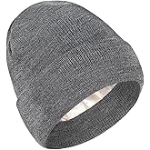 Apausvcm Winter Beanie for Men Women Satin Lined Knit Beanie Hat Acrylic Winter Hats Slouchy Warm Cuffed Beanies Hats Soft Ski Hat-Gray
