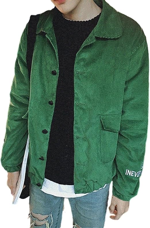 Amazon メンズ ジャケット コーデュロイジャケット ブルゾン コート カーディガン メンズファッション メンズアパレル トップス 秋冬 ボタン 長袖 スリム アメカジ トラベル レジャー 通勤 通学 おしゃれ カジュアル 海外セレブ 可愛いスカーフ付き Kk1624 L グリーン