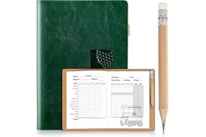 GLORIEROO Golf Scorecard Book with Pencil - Leather Golf Journal Notebook Log Book Score Book Golf Accessories Father Day Dad Gifts for Men Women Golfers