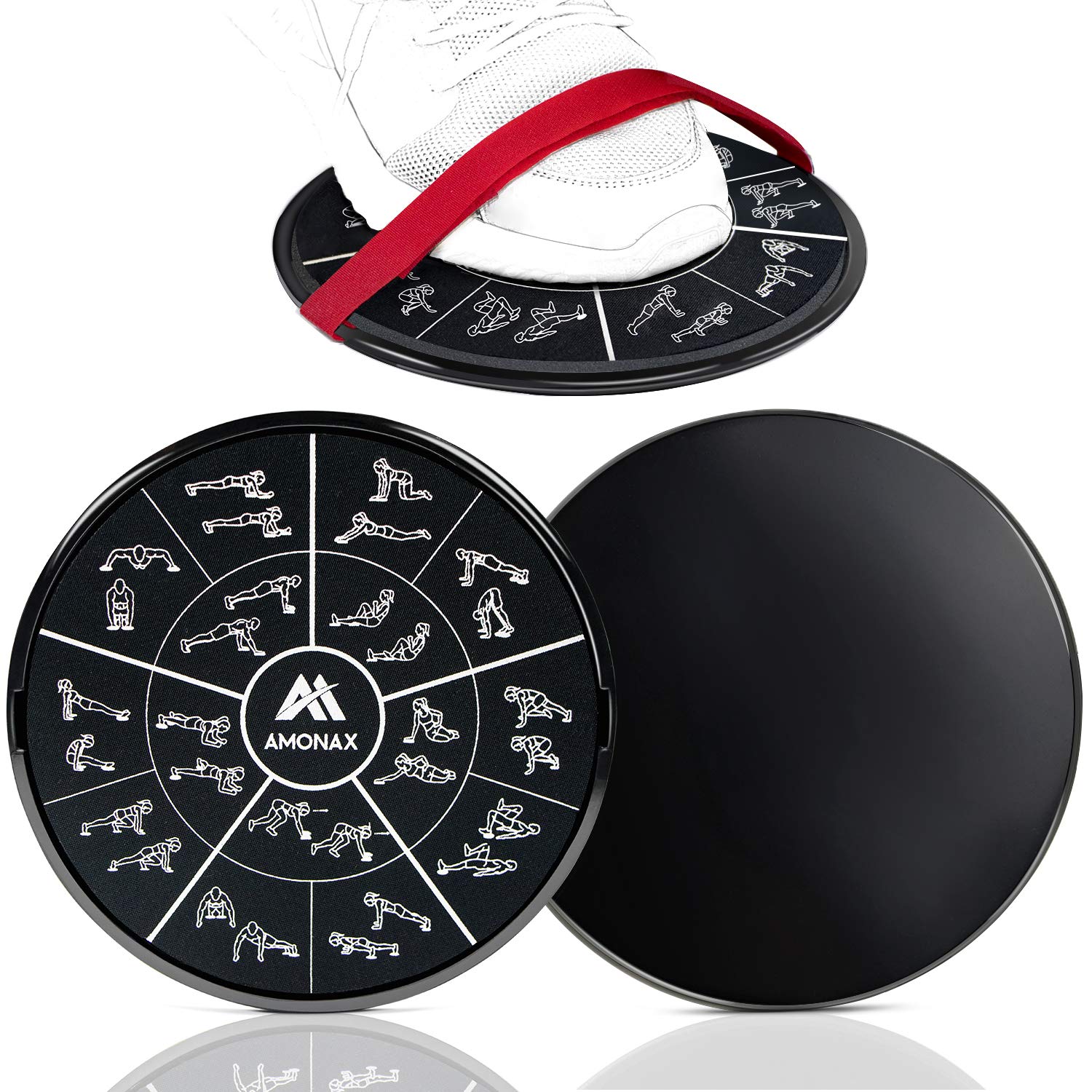 Amonax Sliders for Fitness - Dual-Sided Sliders - Core Sliders for Exercise, Fitness, Gym - Sliding Discs for Abdominal Training Exercises on Carpet or Wooden Floors - Sports Sliders for Home Training