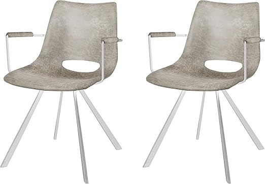 Canett Furniture Coronas Stuhl Armlehnstuhl 2er Set Esszimmerstuhle Grau Modern Design Mit Armlehn Metall Beine Grau Off Weiss 55 5 X 55 5 X 80 Cm Amazon De Kuche Haushalt