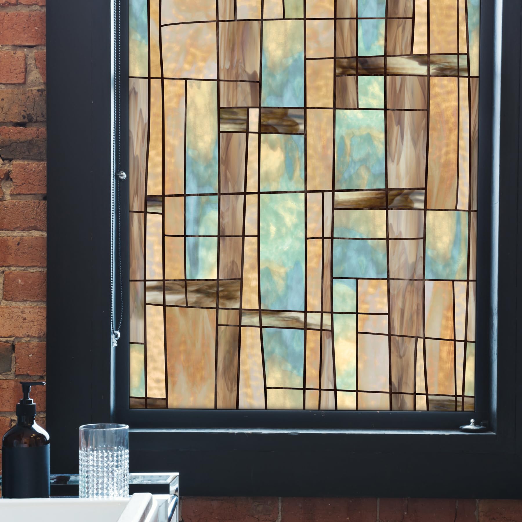 Artscape City Lights | Privacy Window Film with Stained Glass Pattern | Non-Adhesive & UV Protection | Easy to Apply & Removable | 61 x 91 cm