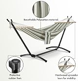 VonHaus Hammock with Stand Freestanding 2 Person Polycotton Green view 7