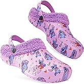 Disney Stitch Clogs for Women Teenagers Fleece Lined Clogs Anti Slip Sole Indoor or Outdoor Wear Stitch Gifts, (Purple, 4.5-5.5)