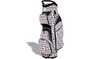 Womens Golf Bag - Taboo Fashions Lightweight Ladies Cart Bag, 14-Way, 7 Zippered Pockets, Rain Hood, Tee Holder, with Insulated Cooler Beverage Compartment (Colorful Patterns)