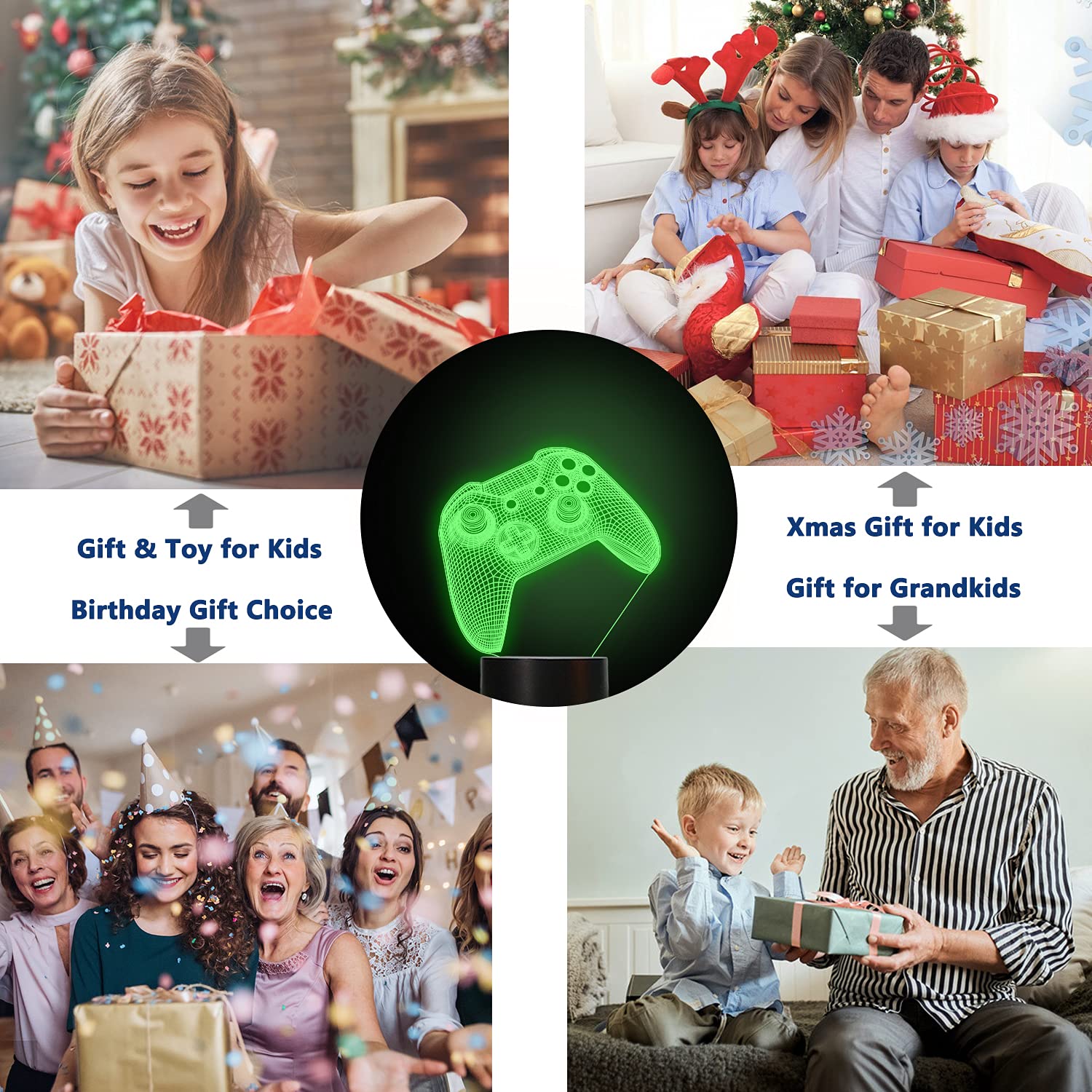 3D Gamepad Nachtlicht, Lightzz Game Console Illusionslampe mit Fernbedienung + Touch 16 Farbblinken Wechseln + Timer Schreibtischlampen Kinderzimmer Geschenke für Spielefan 6