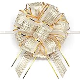 FQTANJU 5 Pcs Pull Bow Gift Wrapping Pull Bow Ribbon 6 Inch Gift Wrap Bows for Christmas Wedding Baskets Valentine's Day Bows Birthday Gift Decorations (White)