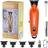 KEMEI 2293 Hair/Beard Trimmer for Men Zero Gapped Hair Clippers for Barbers | with T Blade, Cordless Rechargeable, Orange