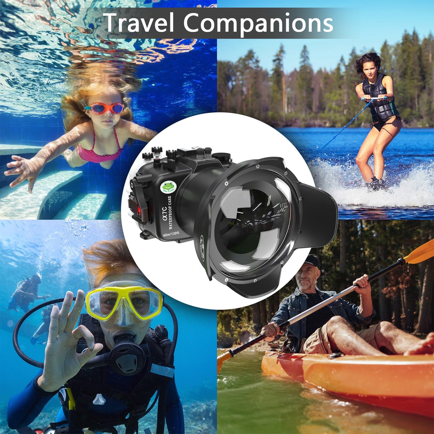 Seafrogs Underwater Housing for Sony A7C+ WA005F Dome Port, [40M/130FT] Waterproof Scuba Housing Case for Sony Alpha 7C+16-35mm F4, 24-70mm F4, for Tamron 17-28mm F2.8 lens