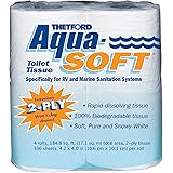 Aqua-Soft Toilet Tissue - Toilet Paper for RV and marine - 2-ply - Thetford 03300 (Pack of 4 rolls) , White
