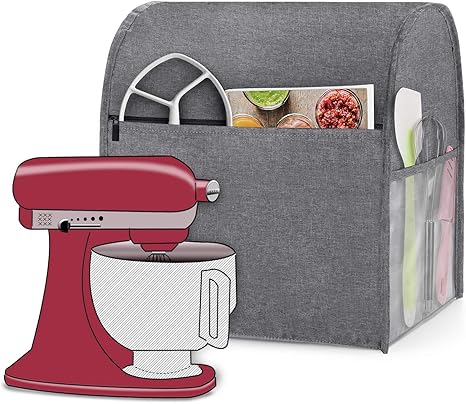 Amazon Com Luxja Dust Cover Compatible With 4 5 Quart And 5 Quart Kitchenaid Mixers Dust Cover With Cloudy Side Pockets For 4 5 Quart And 5 Quart Stand Mixers And Extra Accessories Gray Kitchen Dining