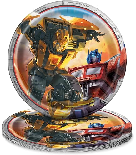 Transformers Birthday Party Square Dessert Plates – 8-Pack With Bumblebee Design