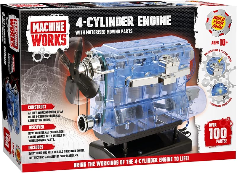 Machine Works Build Your Own 4-Cylinder Engine Kit with AR Sounds 100+ Parts