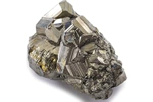 KALIFANO Natural Pyrite Cluster - High Energy Iron Piedra Pirita from Peru with Healing Properties (Information Card) Fools Gold Rock Reiki Crystal Used for Increased Willpower and Manifestation