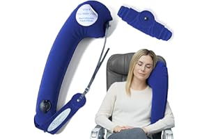 TRAVELREST Ultimate Inflatable Travel Neck & Body Pillow - Travel Essentials, Comfort and Upper Body Support, Airplane Neck Pillow for Long Flight, Straps to Airplane Seat & Car, for All Ages - Blue