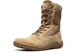 NORTIV 8 Men's Wide Toe Box Military Tactical Boots for Men Zero Drop Barefoot Work Minimalist Leather Side Zipper Motorcycle
