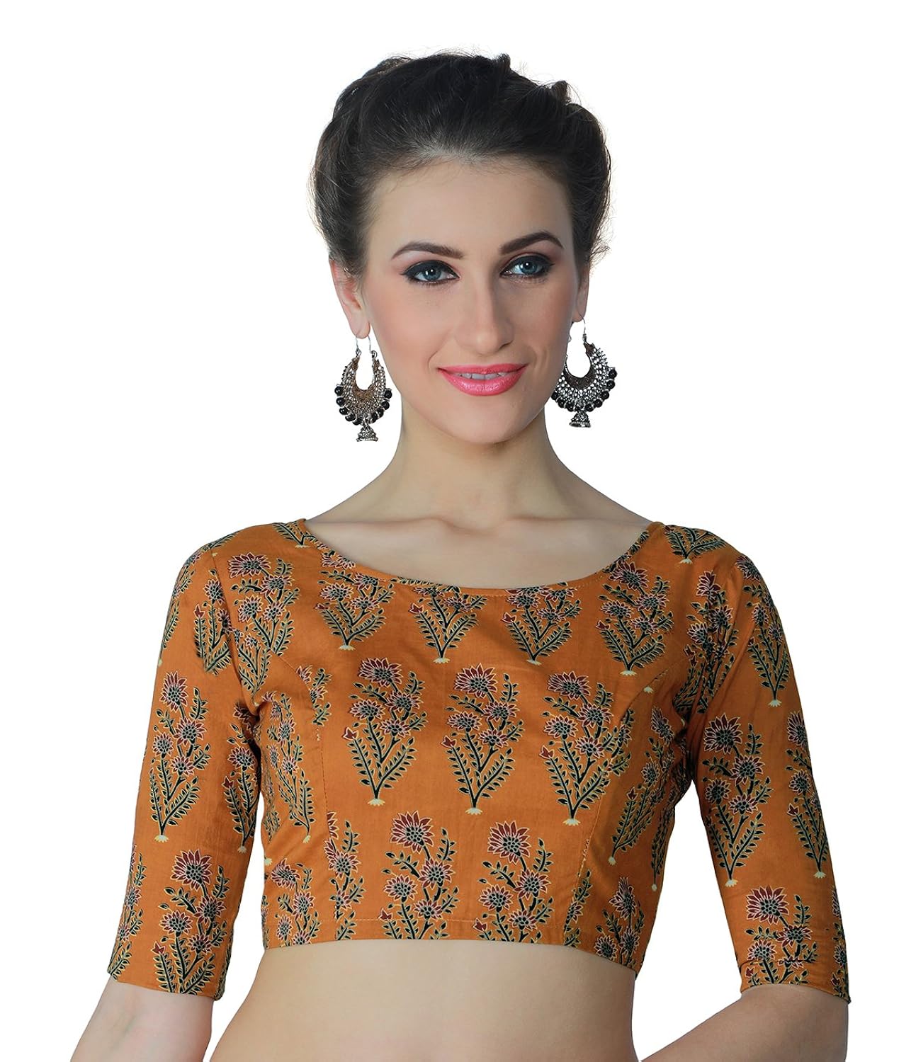 studio shringaar women's cotton back button saree blouse