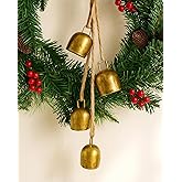 SEMPOMA Gold Metal Vintage Bells, Hanging Bell for Home Decor, Weddings, Parties, Christmas Wreaths, Rustic Iron Decorative Bells
